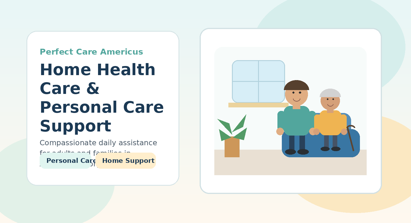 Caregiver assisting an older adult in a comfortable home setting