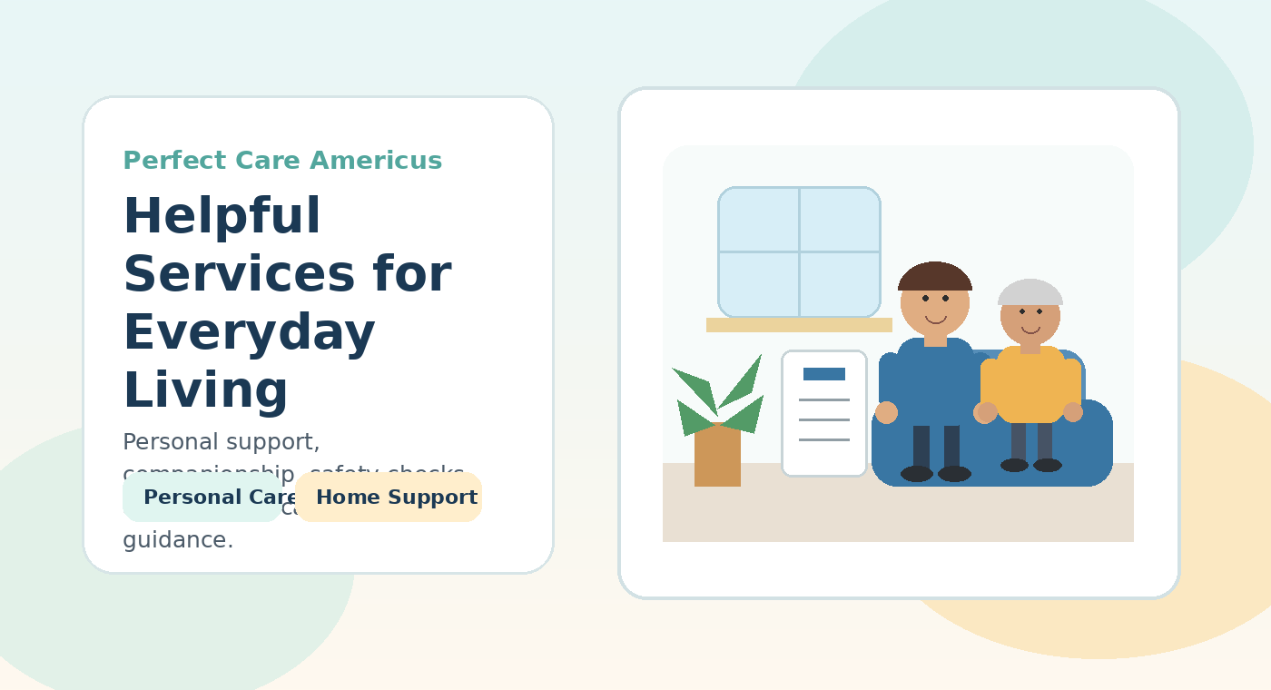 Caregiver reviewing services with an older adult at home